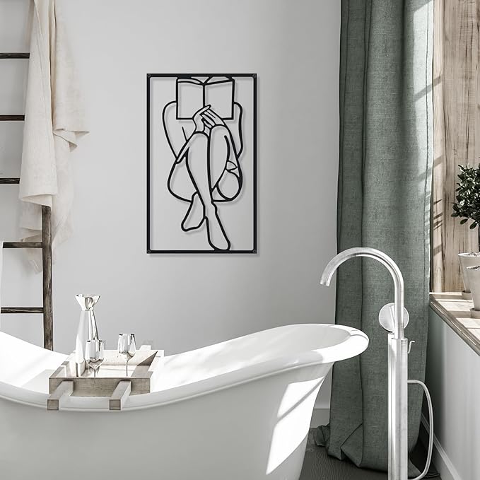 Cindeer 4 Pcs Metal Wall Art Decor Minimalist Abstract Woman Gold Wall Art Line Drawing metal line art Home Hanging Art Decor for Bedroom Kitchen Bathroom Living Room