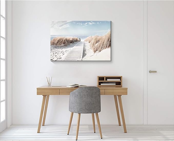 Hardy Gallery Beach Canvas Wall Art Prints: Coastal Seascape Picture Road to Beach Artwork Painting on Canvas for Living Room (45'' x 30'' x 1 Panel)