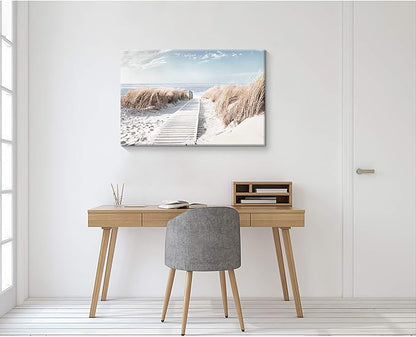 Hardy Gallery Beach Canvas Wall Art Prints: Coastal Seascape Picture Road to Beach Artwork Painting on Canvas for Living Room (45'' x 30'' x 1 Panel)