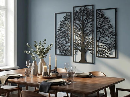 Vailla Tree of Life Wall Art Decor Set of 3 Wall Hanging Sculpture Modern Wall Home Decoration 3D Textured Sculptures for Living Room Bedroom Office Dinnig Room 3 Panels Family Tree Wall Hangings
