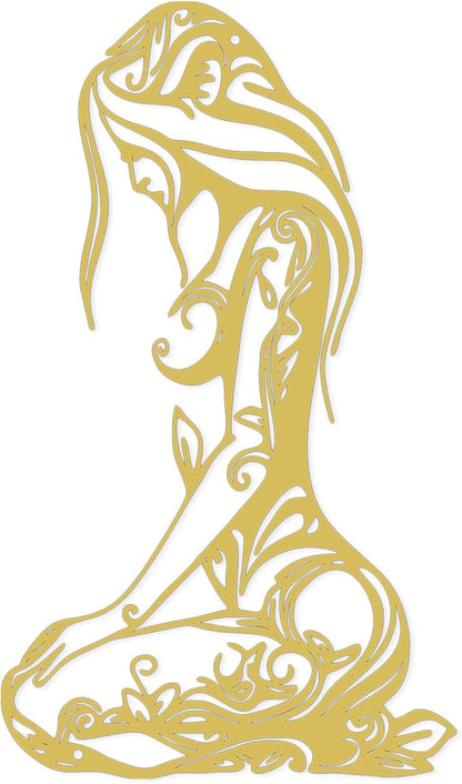 Xedatric Modern Abstract Metal Wall Art-Minimalist Line Sculpture for Bedroom,Living Room,Bathroom-Unique Metal Wall Decor for Home & Office(Gold)