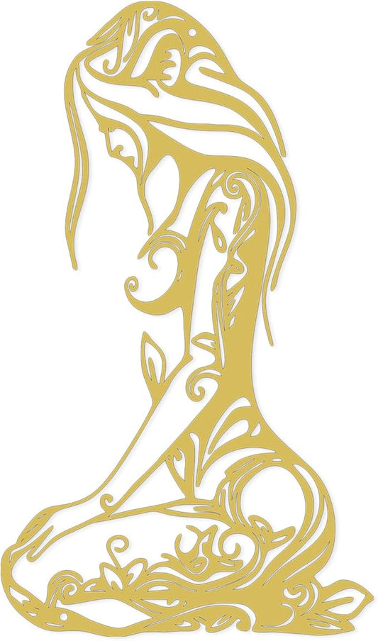 Xedatric Modern Abstract Metal Wall Art-Minimalist Line Sculpture for Bedroom,Living Room,Bathroom-Unique Metal Wall Decor for Home & Office(Gold)
