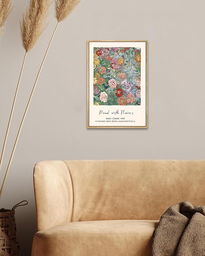 Zzuyi Framed Matisse Flower Wall Art,Flower Colorful Abstract Canvas Artwork for Walls,Retro Vintage Matisse Paintings Prints Pictures for Hallway Home Office 16x24in
