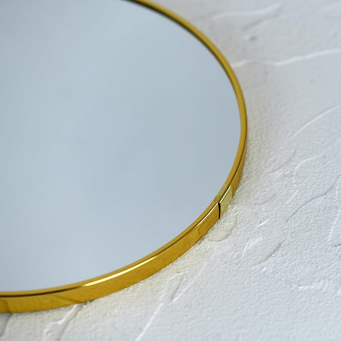 Round Wall Mirror Door Mirror PVC Plastic Frame (Gold, 8.66 inch)