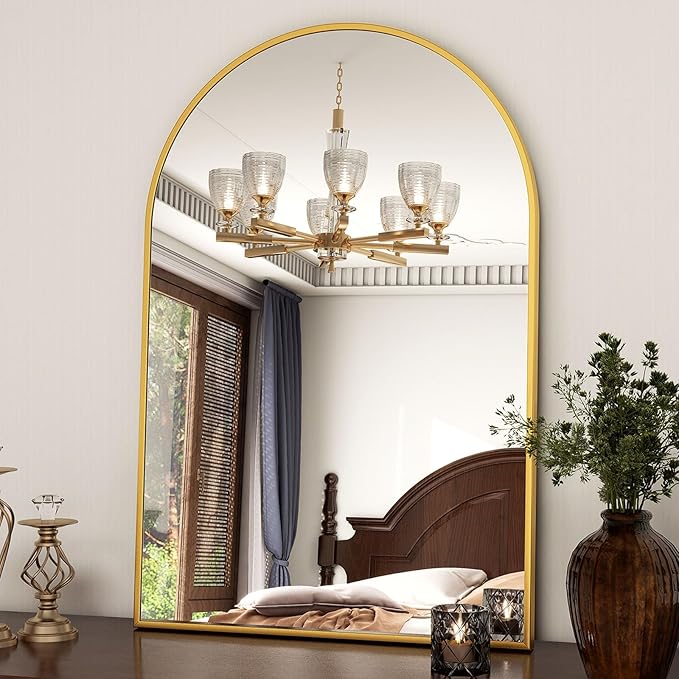 XRAMFY 24"x36" Gold Arched Bathroom Mirror - Wall Mirror for Bathroom, Metal Frame Vanity Mirror, Dresser Mirror, Arch Decorative Mirrors for Living Room, Bedroom, Entryway, Mantle