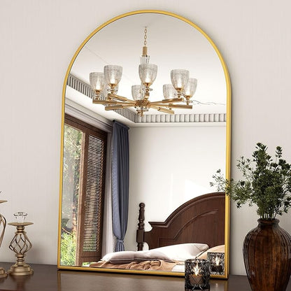XRAMFY 24"x36" Gold Arched Bathroom Mirror - Wall Mirror for Bathroom, Metal Frame Vanity Mirror, Dresser Mirror, Arch Decorative Mirrors for Living Room, Bedroom, Entryway, Mantle