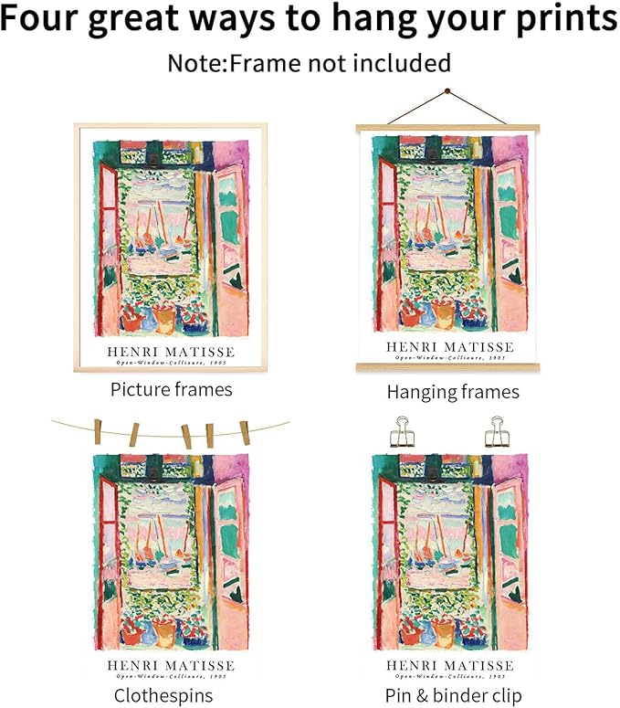 LYPHNX Henri Mattise Poster Wall Art Colorful Abstract Prints Set of 3 Vintage Aesthetic Canva Painting Picuter Floral Botanical Home Decor for LIving Room Bedroom Girls Room 16"x24" Unframed
