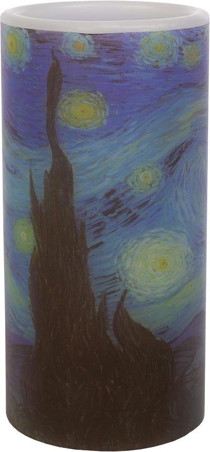 Lavish Home Flameless Candles -Van Gogh Starry Night Battery Operated Candles with Remote and Flickering Light for Home Décor