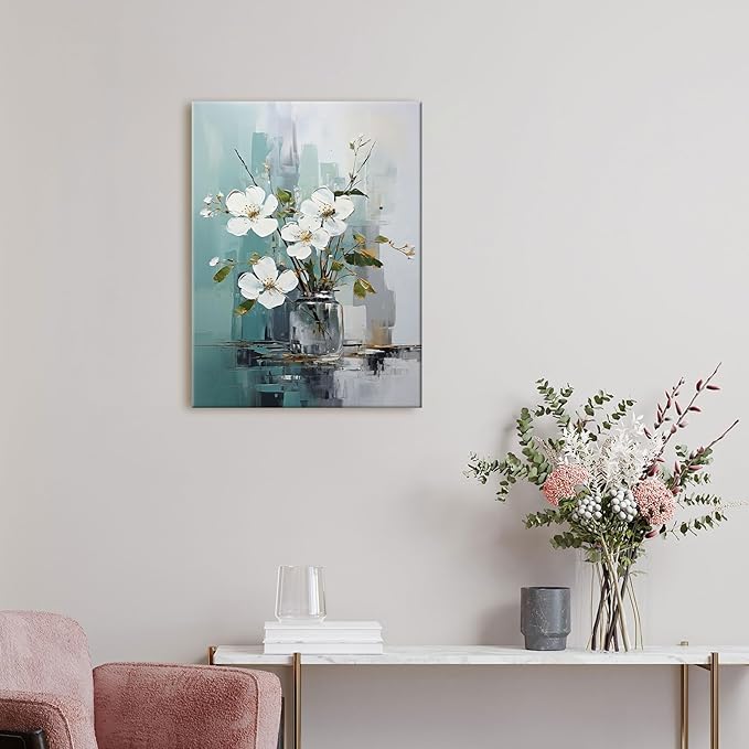 daktenn Floral Canvas Wall Art Green Bathroom Wall Art Pictures Wall Decor Home Decor Wall Decor for Bedroom Livingroom 12x16 Inches