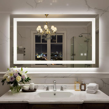 40X24 Inch LED Bathroom Mirror with Lights, Frontlit+ Backlit Bathroom Vanity Mirror for Wall, Ultra-Clear Tempered Glass, Shatter-Proof, Anti-Fog and Memory Function, ETL Listed