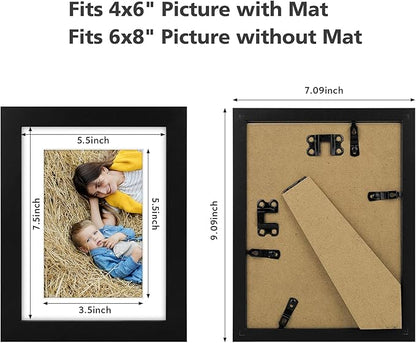 Golden State Art, 6x8 Picture Frame Set of 6 - Matted to 4x6 Photo - Engineered Wood Gallery Frame Set - Wall Mounting or Tabletop Display (Black,6 Pack)