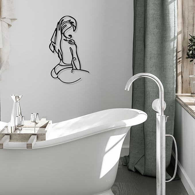 Photect 3 Pcs Metal Wall Art Decor Minimalist Abstract Woman Wall Art Metal Modern Line Drawing Decor Female Single Line Home Hanging for Bedroom Bathroom Living Room Housewarming(Romantic,Black)