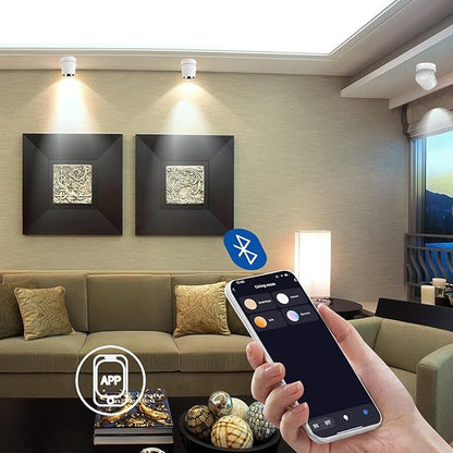 LED Ceiling Spotlight Indoor Dimmable - Tuya Smart Life 360° Adjustable 12W COB Ceiling Downlight Aluminum Hard Wired For Bedrooms Rooms Corridors Painting Background Walls (White, B ( 4.02"*3.62"))