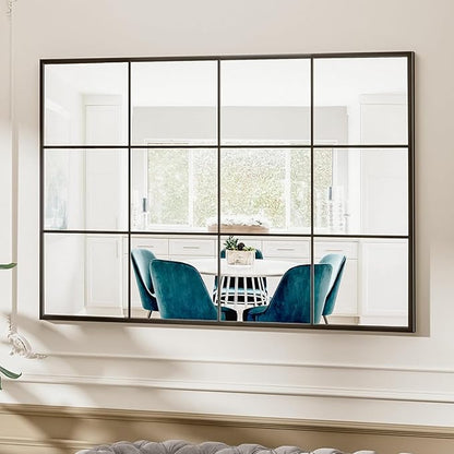 Suidia Wall Mirror, 30" x 40" Window Decorative Mirrors, Metal Framed Wall Decor Wall-Mounted Mirrors for Bedroom, Living Room, Entryway, Black