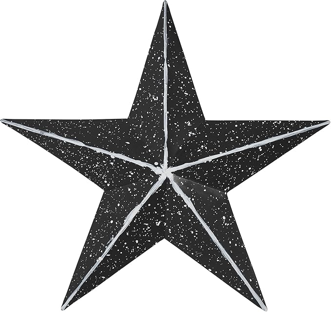 VHC Brands Patriotic Faceted Metal Star Black Wall Hanging 8x8, Independence Day Decor, American Star Design, Distressed Appearance Metal Wall Hanging, Star Shape, Country, Charcoal Black