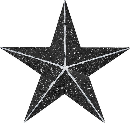 VHC Brands Patriotic Faceted Metal Star Black Wall Hanging 8x8, Independence Day Decor, American Star Design, Distressed Appearance Metal Wall Hanging, Star Shape, Country, Charcoal Black