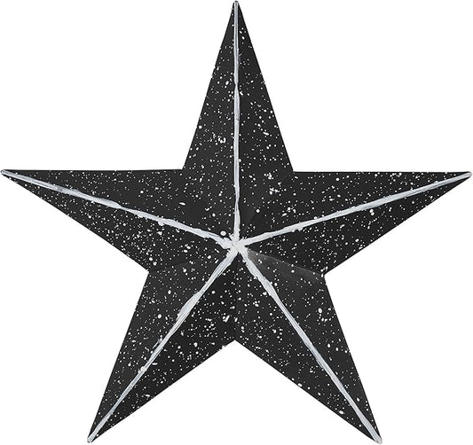 VHC Brands Patriotic Faceted Metal Star Black Wall Hanging 8x8, Independence Day Decor, American Star Design, Distressed Appearance Metal Wall Hanging, Star Shape, Country, Charcoal Black