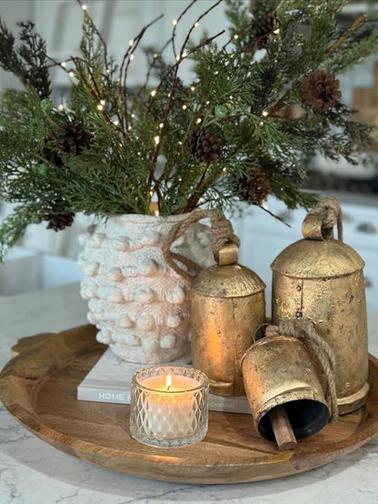 Large Vintage Gold Cow Bells for Rustic Christmas Decor Hanging Bells on Rope Set of 3 Harmony Cow Bells Vintage Handmade Rustic Lucky (Set of 3, 4,6,8 inches)