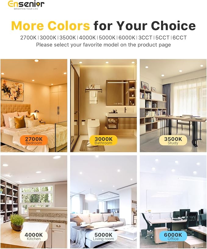 Ensenior 12 Pack 4 Inch LED Recessed Ceiling Light, Dimmable, 6000K Clear White, 750LM 9W 120V, High Brightness Canless Wafer Downlight - ETL&FCC&IC