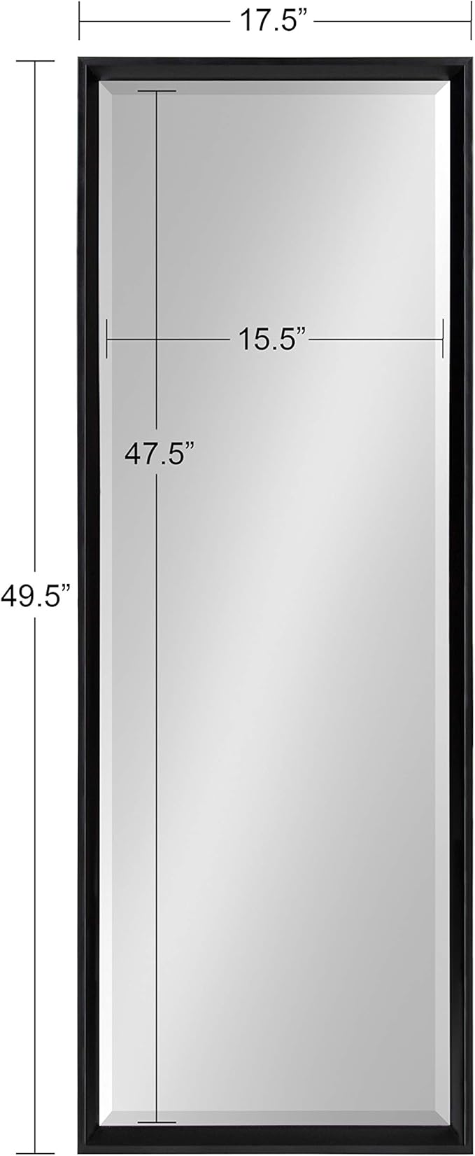 Kate and Laurel Calter Modern Framed Full Length Beveled Wall Mirror, 17.5x49.5 Black