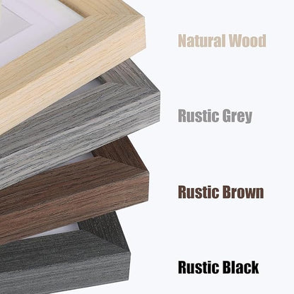 Egofine 8x8 Picture Frame Set of 4 Multicolor Solid Wood Frames Covered by Plexiglass, Display 4x4/6x6 Photo with Mat, Gallery Wall Picture Frames for Tabletop or Wall Mounting, Mixed Colors