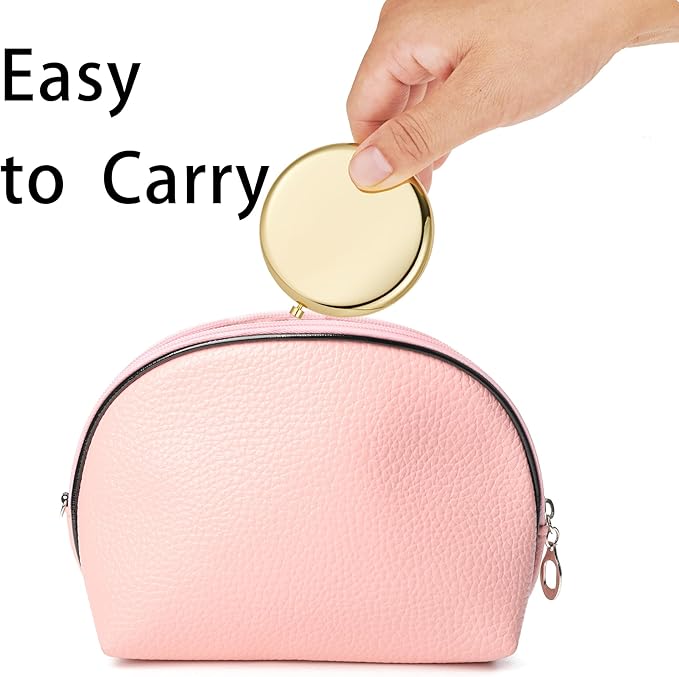 Compact Mirror for Purse, Metal Round Shell, Double-Sided 1X/2X Magnifying, Portable Travel Small Makeup Mirror, Mini Pocket Mirror, Gold,24 Packs