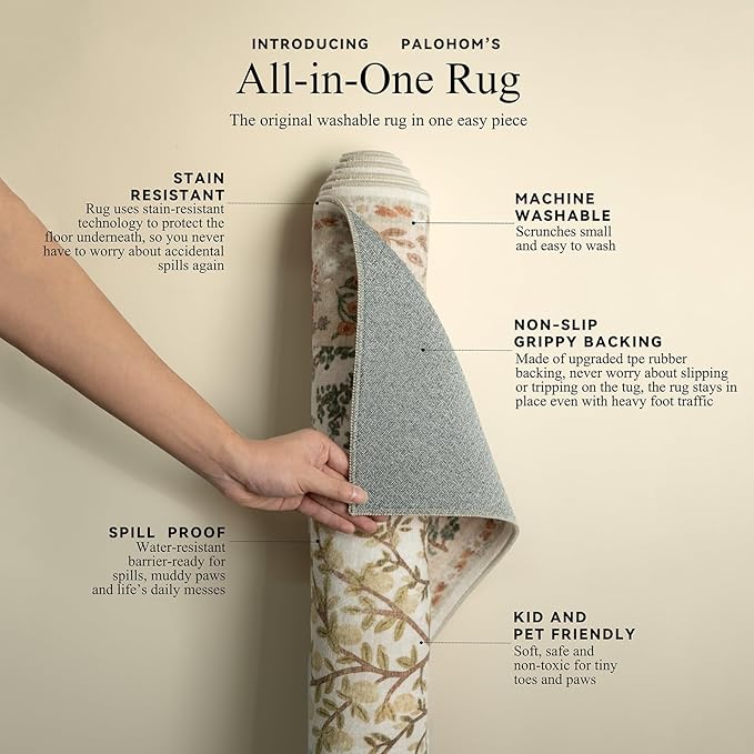 Runner Rug Washable Kitchen Runner: 2'x 6' Hallway Runner Rugs Stain Resistant Non Slip Low Pile Soft Carpet Runner Rugs for Entryway Hallways Bedroom Indoor Laundry Room Farmhouse