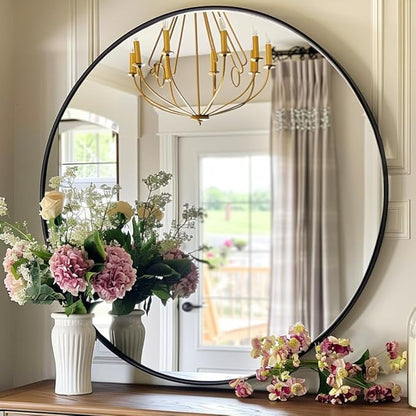 Black Round Mirror 26 inch