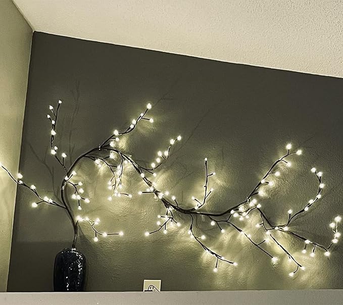 The Lighted Willow Vine Plants for Living Room Decor,LKGOOD Christmas Decorations, Light Trees with 144 LEDs Plug in for Decoration Inside(1PCS Black)