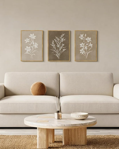Drsoum Vintage Neutral Botanical Flower Wall Art Framed Retro Colorful Boho Floral Prints Morden Retro Wildflower Rustic Artwork Kitchen Dining Room Ready to Hang 12x16in Natural Framed