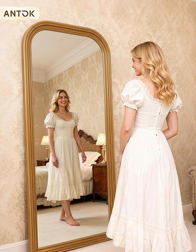 Antok 71"x32" Oversized Full Length Mirror, Extra Large Floor Mirror Freestanding or Wall-Mounted Mirror for Bedroom, Living Room, Cloakroom, Gold