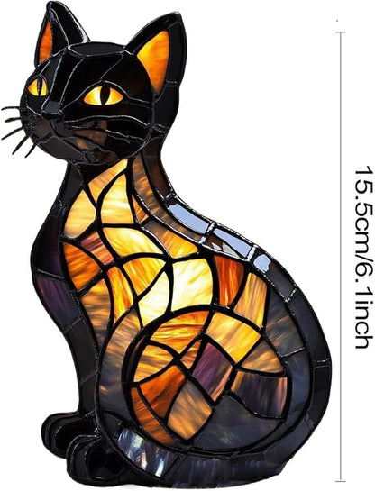 New Series Cat Desk Lamp, Lamps for Night Stands, Stained Resin Art Tabletop Light, Cute Pet Cats Themed Led Table Lamps, Creative Animals Table Lamp, Fun Gift for Cat Lovers (B)