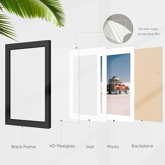 8x12 Picture Frame Sef of 10, Display Pictures 6x8 with Mat or 8 x 12 Without Mat, Photo Frame Collage for Wall Gallery Decor, Wall Mounted, Black