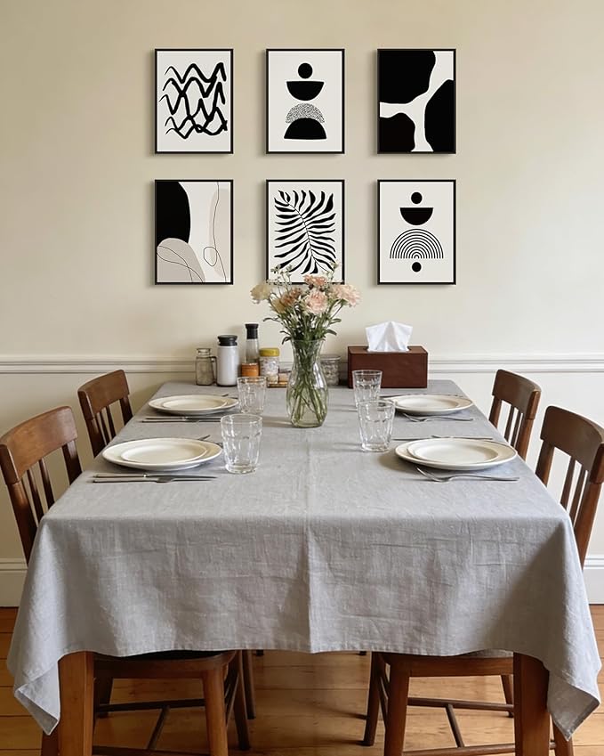 Drsoum Abstract Boho Wall Art Minimalist Geometric Framed Boho Room Decor Black Line Art Mid Century Modern Prints Bohemian Living Room Bedroom Ready to Hang 11x14inx6pcs (Black Framed)