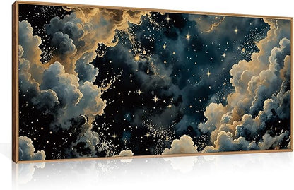 HPNIUB Dreamy Starry Night Sky Framed Wall Art Set,Moody Celestial Wall Decor,Modern Abstract Maximalist Gothic Printing,Natural Stars Illustrations Artwork for Living Room, Bedroom,Office-20''x40''
