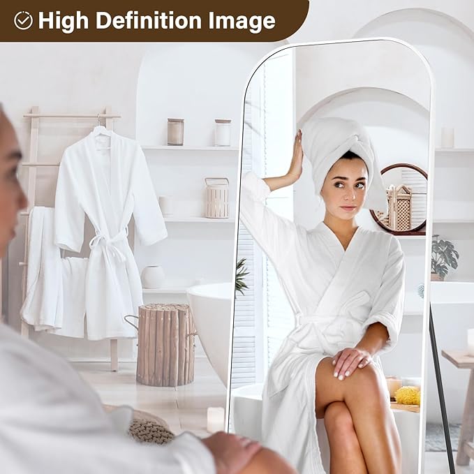 56x21 Inch Full Length Mirror - Large Floor Standing & Wall Mountable Full Body Mirror with Sturdy Aluminum Frame, Arched Top Design, Freestanding or Hanging for Bedroom, Living Room, Cloakroom,Silver
