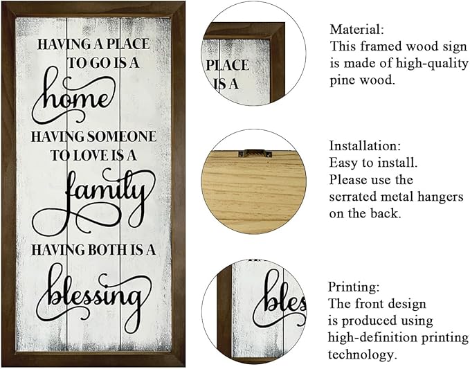 Warm Home Decors, Wood Rustic Hanging Signs, Living Room Decor, Family Room Signs, Wooden Framed Wall Decor, Housewarming Gift, Having A Place to Go is A Home Sign 15×7.5×0.3 inches
