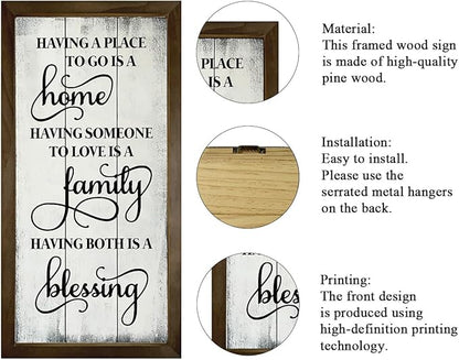 Warm Home Decors, Wood Rustic Hanging Signs, Living Room Decor, Family Room Signs, Wooden Framed Wall Decor, Housewarming Gift, Having A Place to Go is A Home Sign 15×7.5×0.3 inches