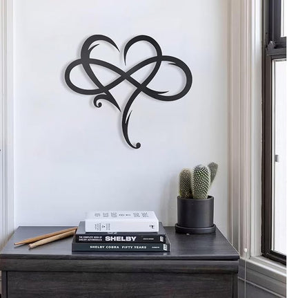 OYEFLY Infinity Heart Metal Wall Decor,Infinity Heart Wall Decor for Room Living,Wedding Decor (Black, style1 14.7 x 13.1in)