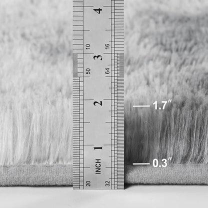 Deerhoo Large Shag Area Rugs 10 x 14, Tie-Dyed Plush Fuzzy Rugs for Living Room, Ultra Soft Fluffy Furry Rug for Bedroom, Anti-Skid Indoor Carpet Nursery Rugs for Kids Room Home Decor, Light Grey