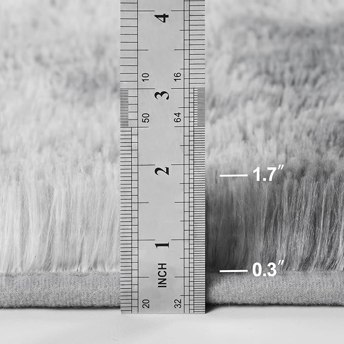 Deerhoo Large Shag Area Rugs 8 x 10, Tie-Dyed Plush Fuzzy Rugs for Living Room, Ultra Soft Fluffy Furry Rug for Bedroom, Indoor Carpet Nursery Rugs for Kids Room Home Decor, Light Grey