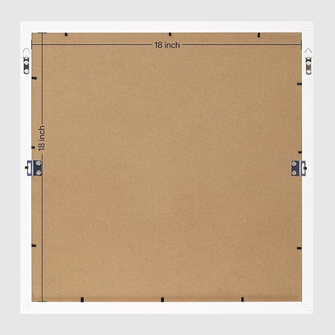 eletecpro 18x18 Picture Frames Set of 9, Classic Gallery Wall Frame Set for 8x8 Photos with Mat or 18x18 without Mat, Storyline Picture Frame for Art Prints, White Poster Frames for Home Decor Wall