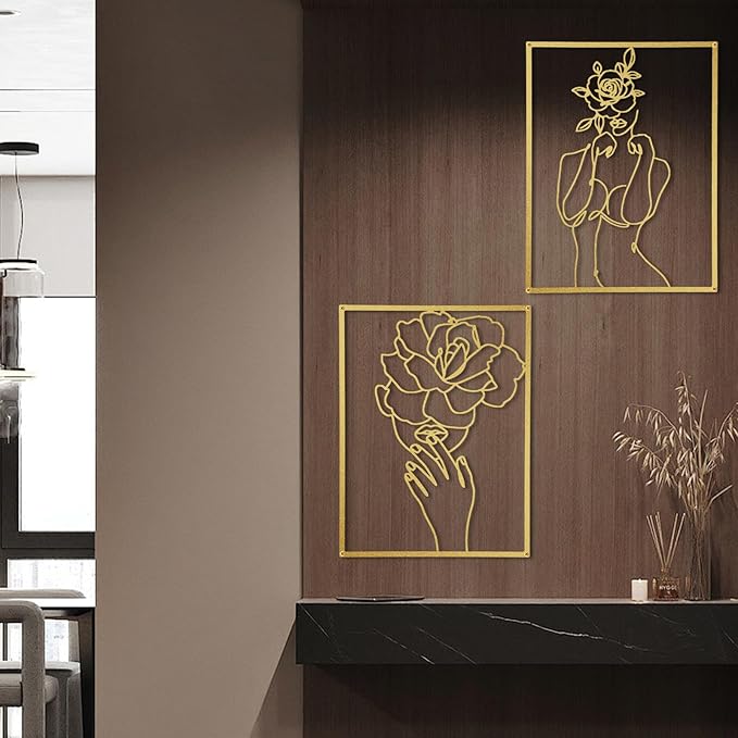 GOKURVG Wall Decor 3pcs Wall Art Modern Wall Sculpture Wall Decor for Living Room Wall Art Decor Abstract Wall Decor Decorative Wall Hanging Decor for Indoor Wall Décor Gold