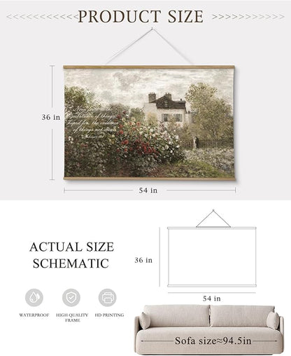 InSimSea 36x54 Extra Large Canvas Scroll Wall Art, Faith in Garden Bible Verse Religious Decor, Inspirational Pastoral Rose Bush Oil Painting for Living Room, Prayer Room, Church