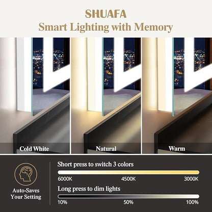 24X32 Inch LED Bathroom Mirror with Lights, Frontlit+ Backlit Bathroom Vanity Mirror for Wall, Ultra-Clear Tempered Glass, Shatter-Proof, Anti-Fog and Memory Function, ETL Listed