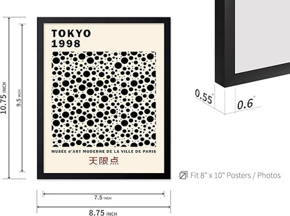 Poster Master Vintage Poster - Retro Pop Art Print - Gift for Artist, Friend - Black Dots, Tokyo, Ville de Paris, Modern, Abstract - Wall Decor for Home, Office, 8x10 Black Framed