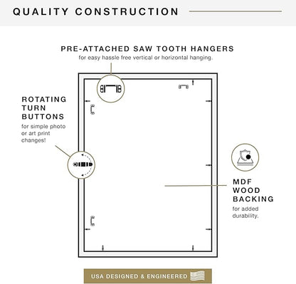 MCS Studio Gallery 20x27 Poster Frame White Woodgrain Engineered Wood, Vertical & Horizontal Wall Hanging Large Picture Frame for Photos, Posters & Art Prints (1-Pack)