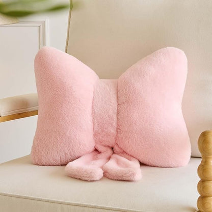 Lfsaaj Bowknot Pillow Pink Cute Bow Decorative Throw Pillows 16" Aesthetic Home Decor Bow Cushions Butterfly Knot Plush Pillow for Bedroom Couch