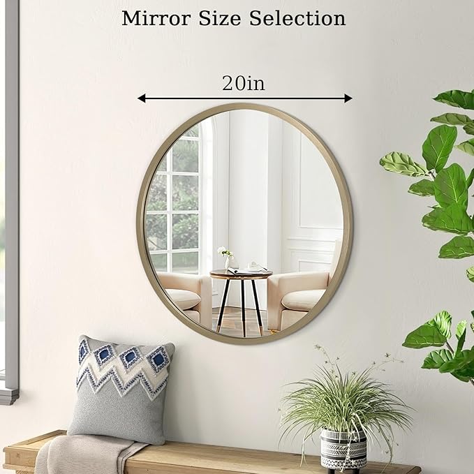 AOAOPQ Mirror Wall for Bathroom Metal Brushed Frame Ative Wall Mounted Home Living Room Entryway Bedroom Bronze
