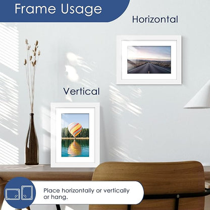 PEALSN 5x7 Picture Frame Set of 6, Display Pictures 4x6 with Mat or 5x7 without Mat for Wall Mounting or Table Top Display, Photo Frames Collage for Wall Decor, White